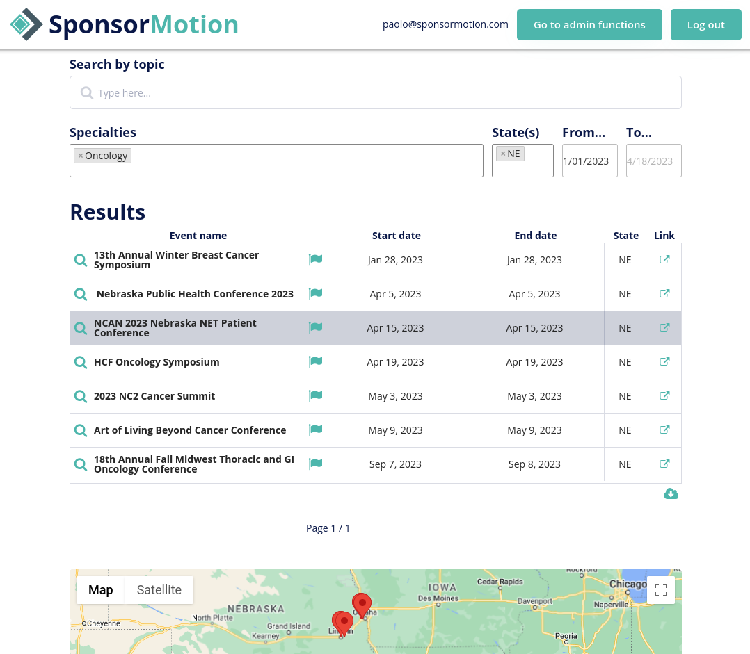 Search results from www.sponsormotion.com